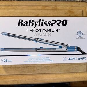 BaBylissPRO Nano Titanium Hair Straightener - Blue and Silver NIB